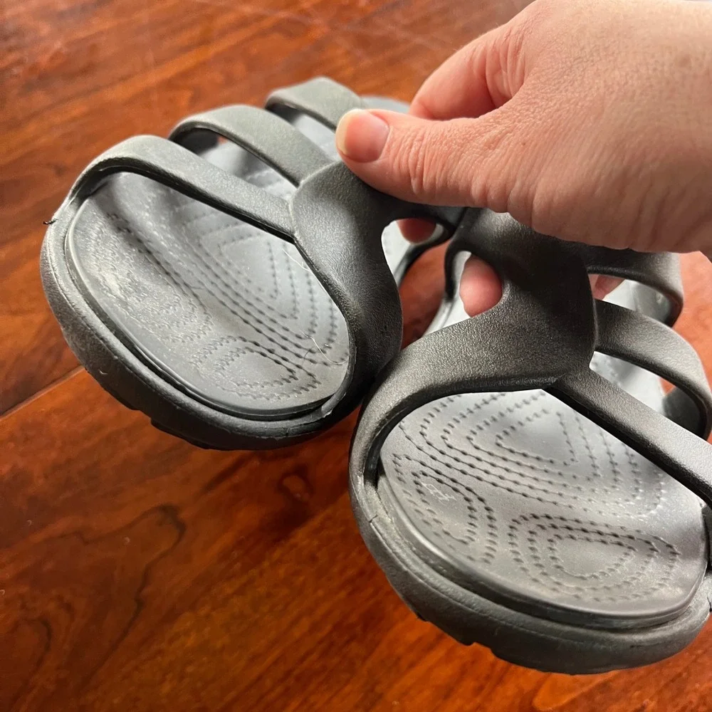 Crocs Meleen Twist Wedge Sandals‎ Black Dual Comfort Womens 11 Slide Shoes